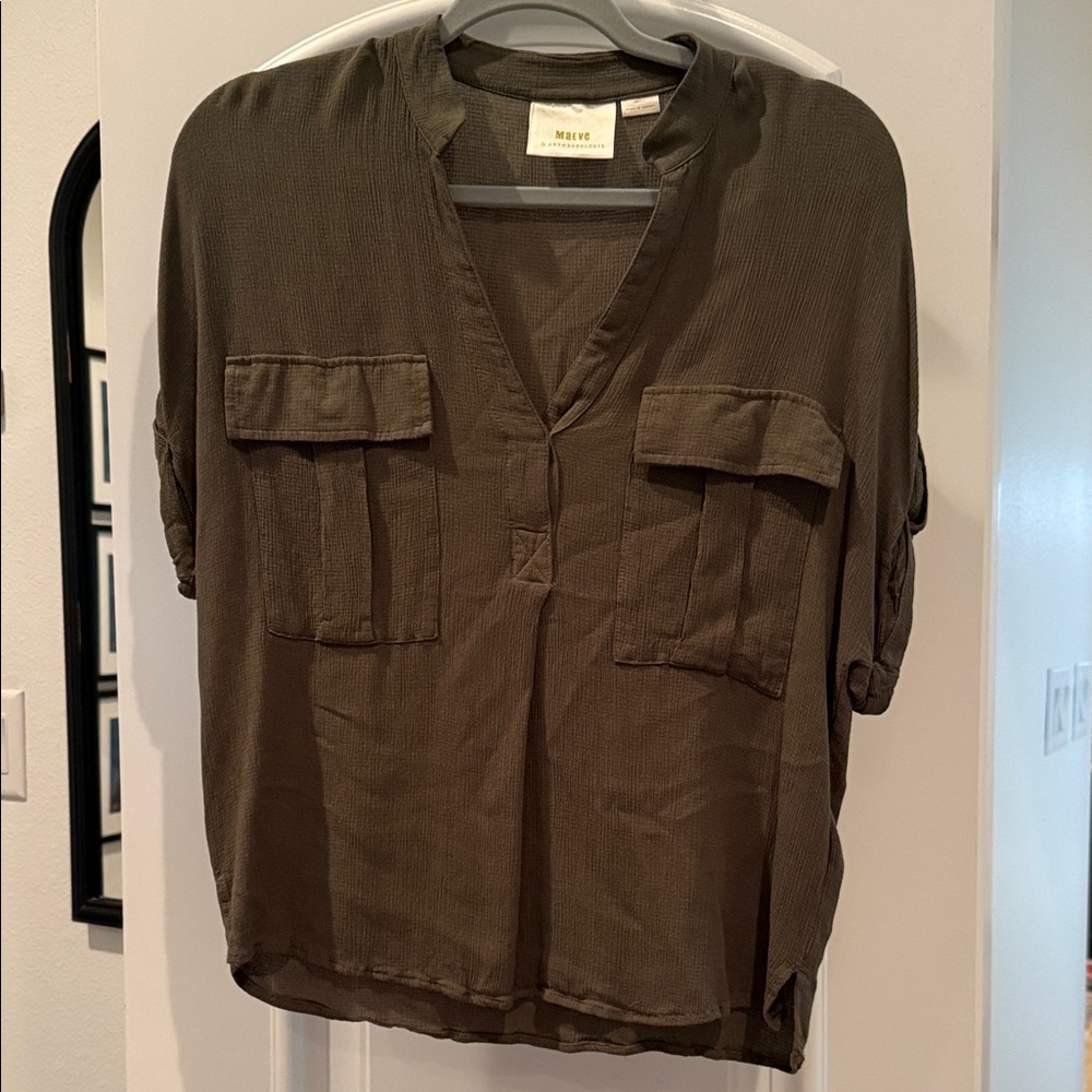 Anthropologie Olive Blouse